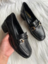 Metal Decor Black Textured Loafer